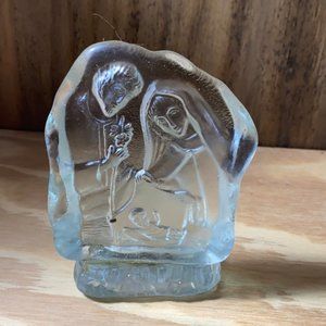 Christmas Glass Christian Nativity Scene Candle Holder